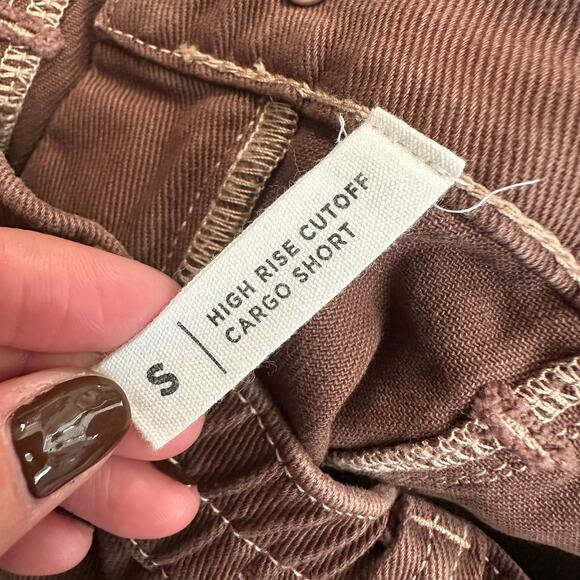 PacSun Brown, Cargo, High Waist, Unhemmed, Cut Off Shorts- S - Picture 4 of 9
